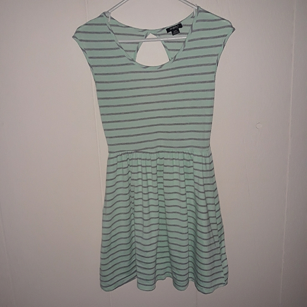Women’s dress fit flare stripes short sleeve babydoll comfy summer travel party